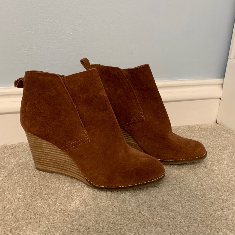 Lucky Brand suede wedge booties